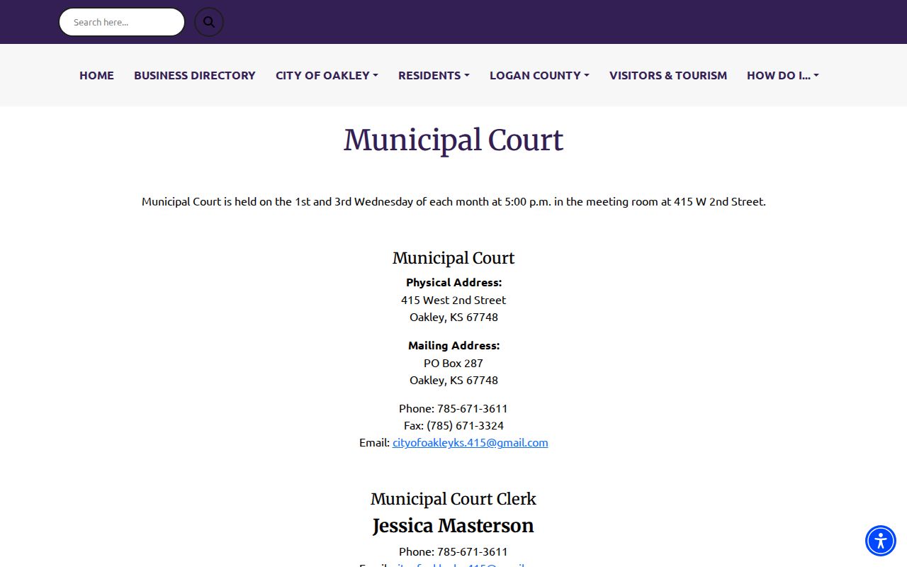 Oakley court docket schedule location and clerk contact